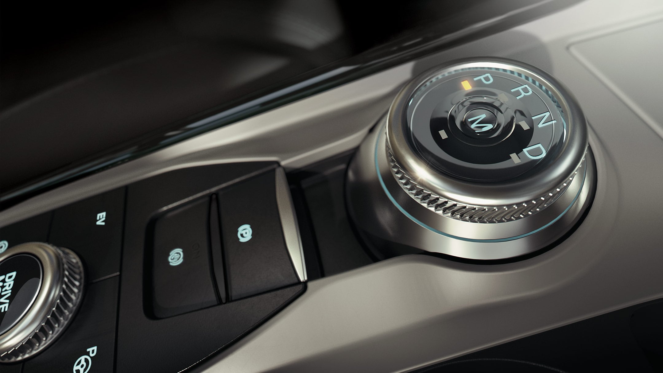 Wnętrze Forda Explorer – obrotowy przełącznik zmiany biegów