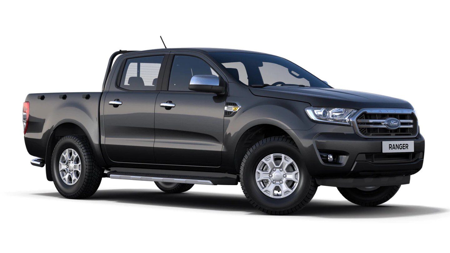 Grey Ford Ranger XLT from 3/4 front angle