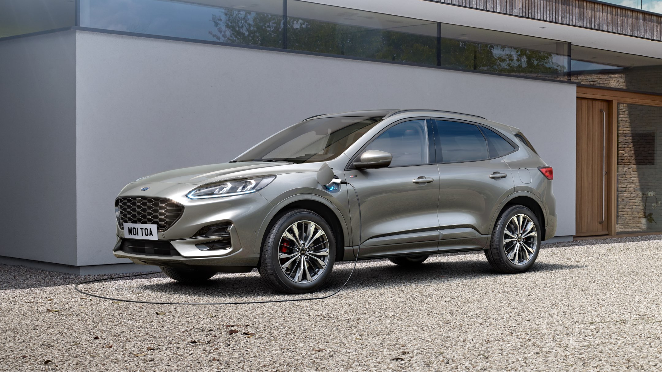 Grey Ford car