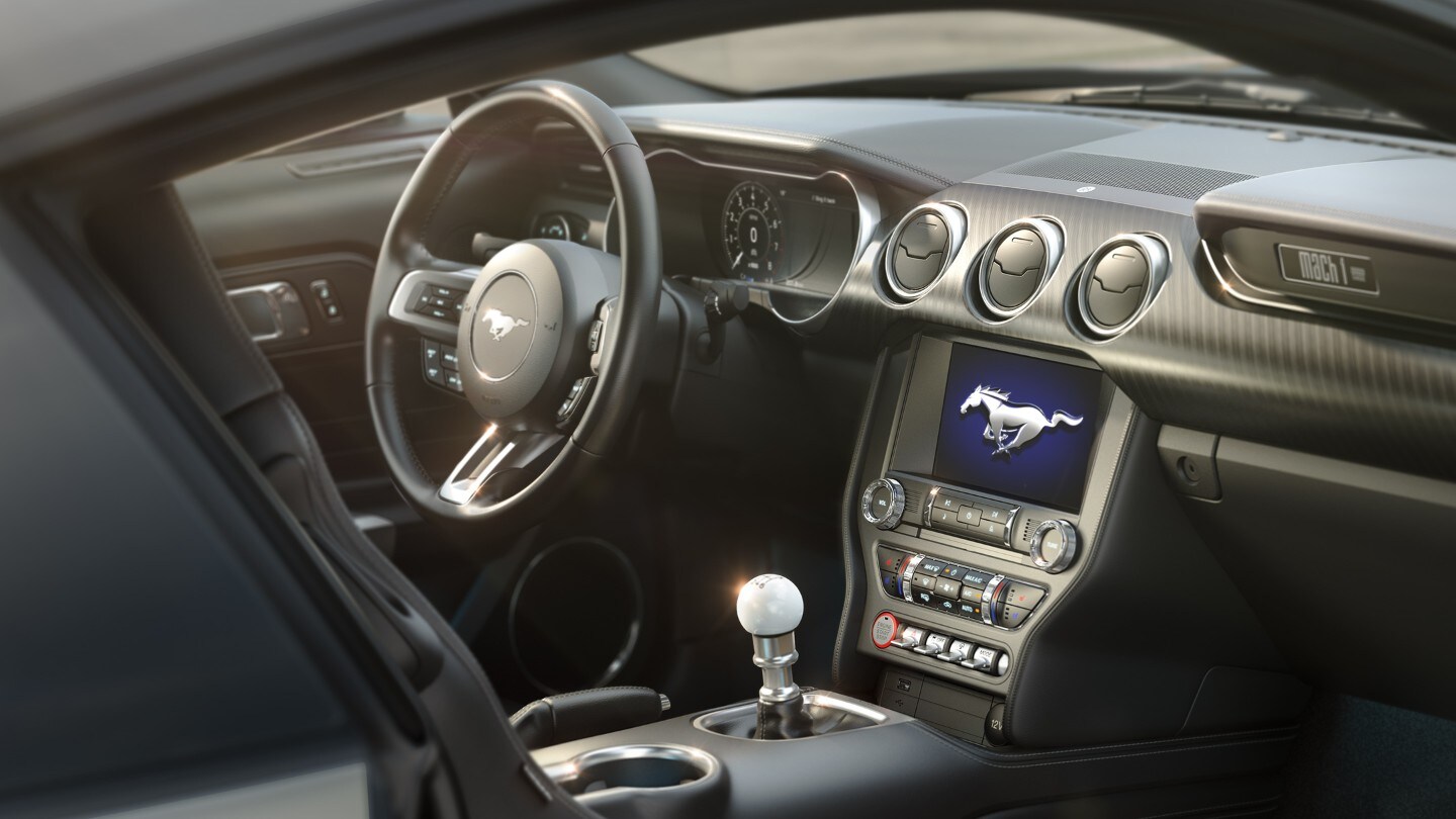 Ford Mustang Mach 1 showing interior sync screen 