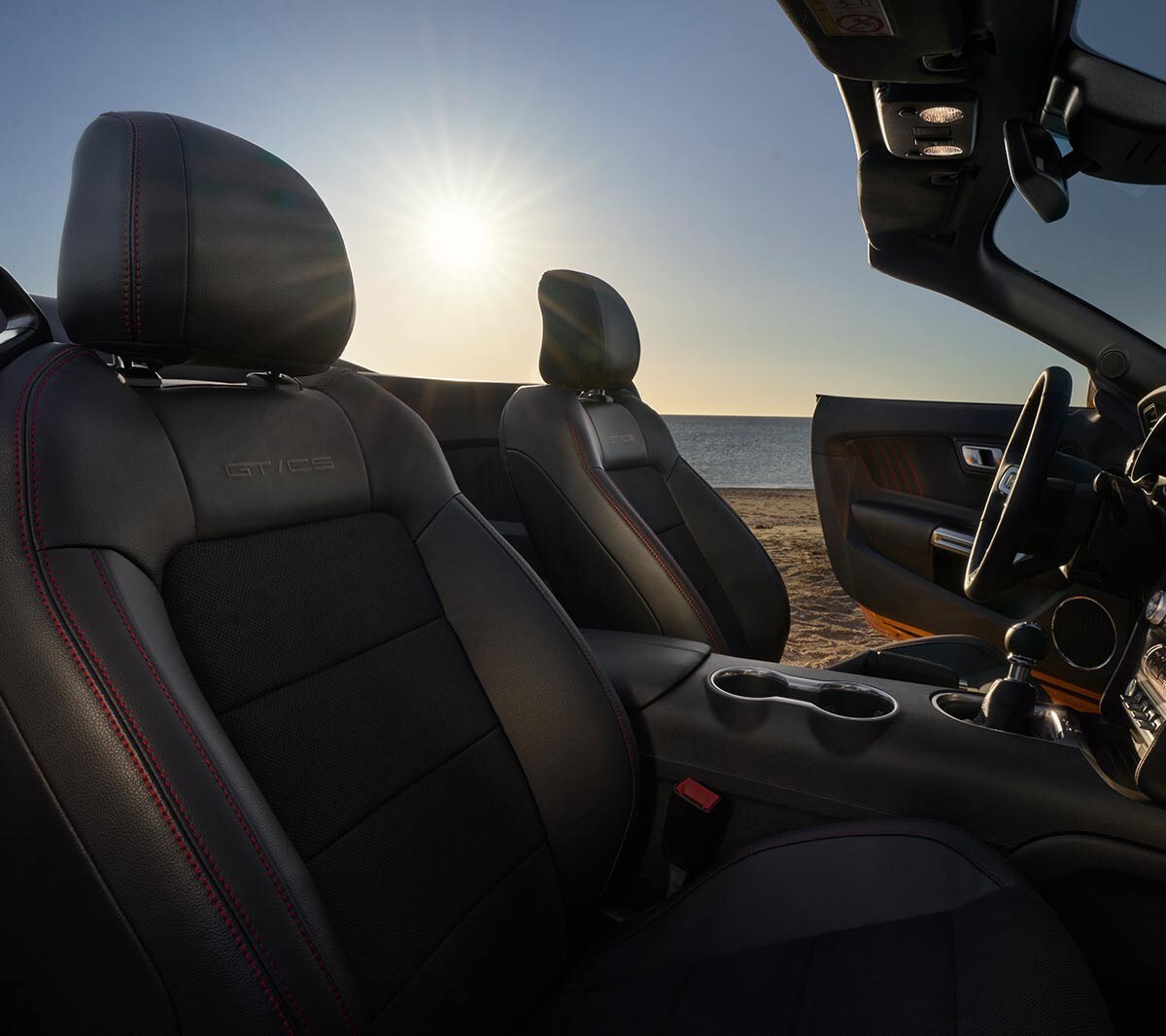 Ford Mustang California Edition interior seats showing accents