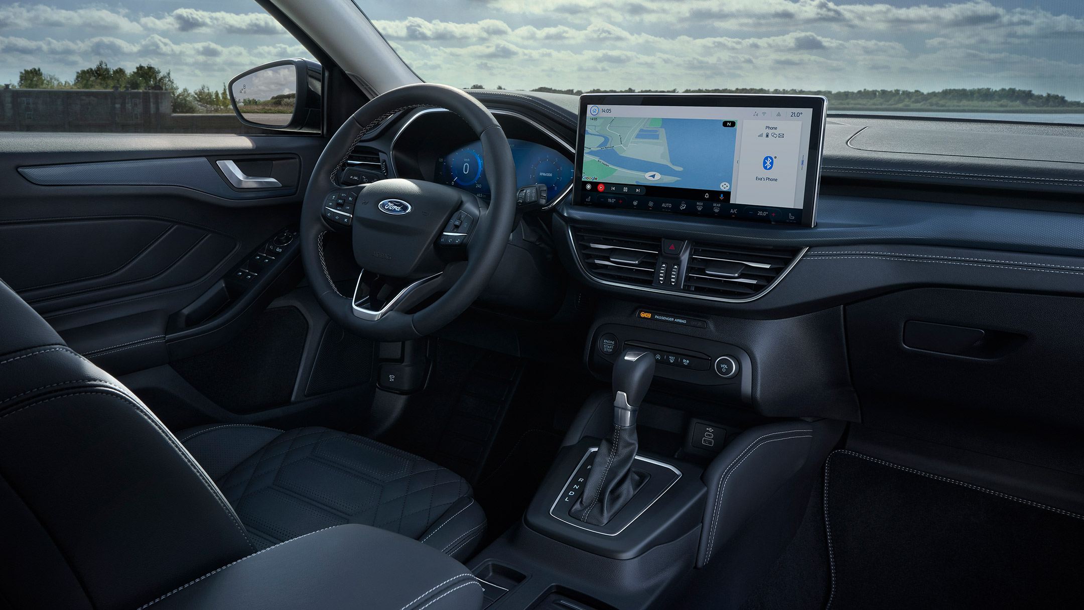 Driver seat and a monitor of a Ford Focus