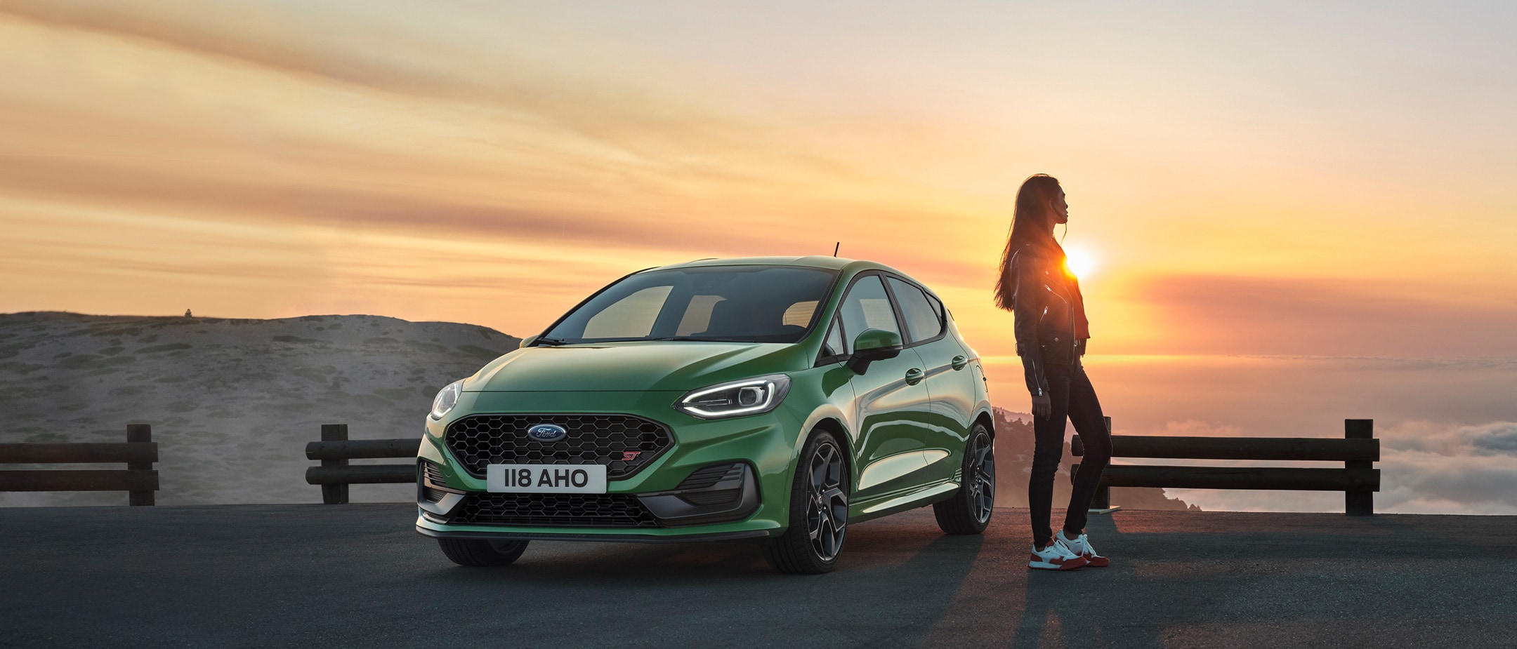 Woman beside a Fiesta ST