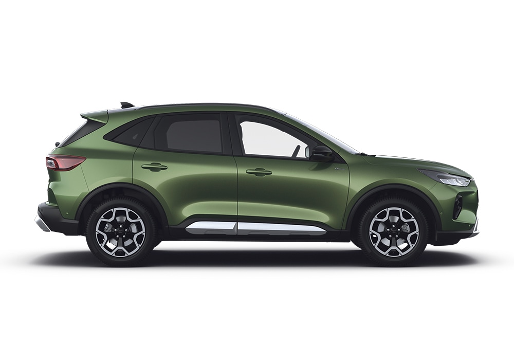 Zielony Ford Kuga z gamy SUV-ów Forda.