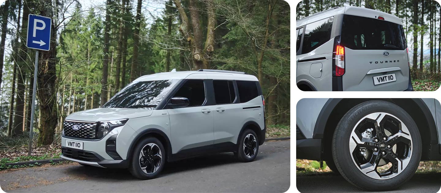 Ford E Tourneo Courier w lesie, lewy bok