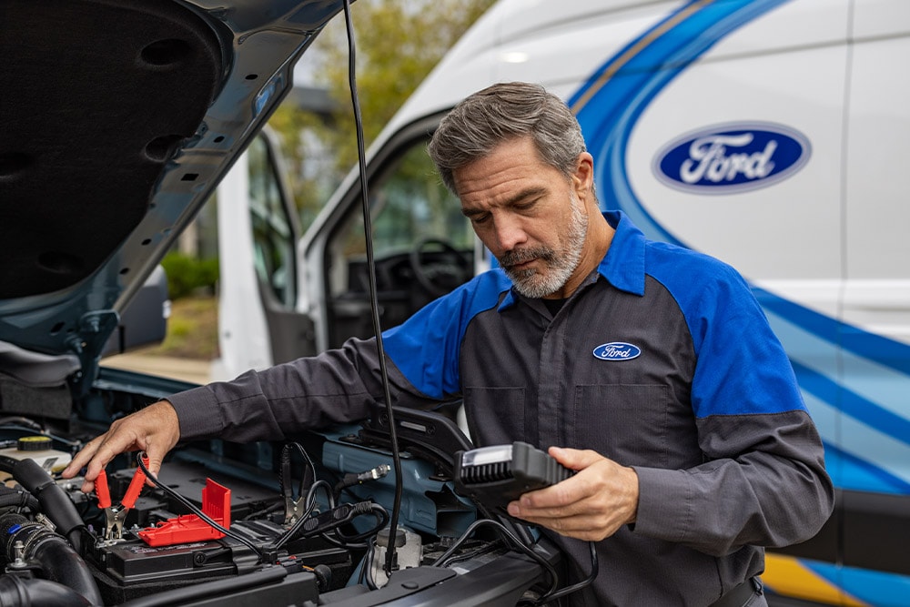 Technik serwisu Ford sprawdza zestaw sprzęgła