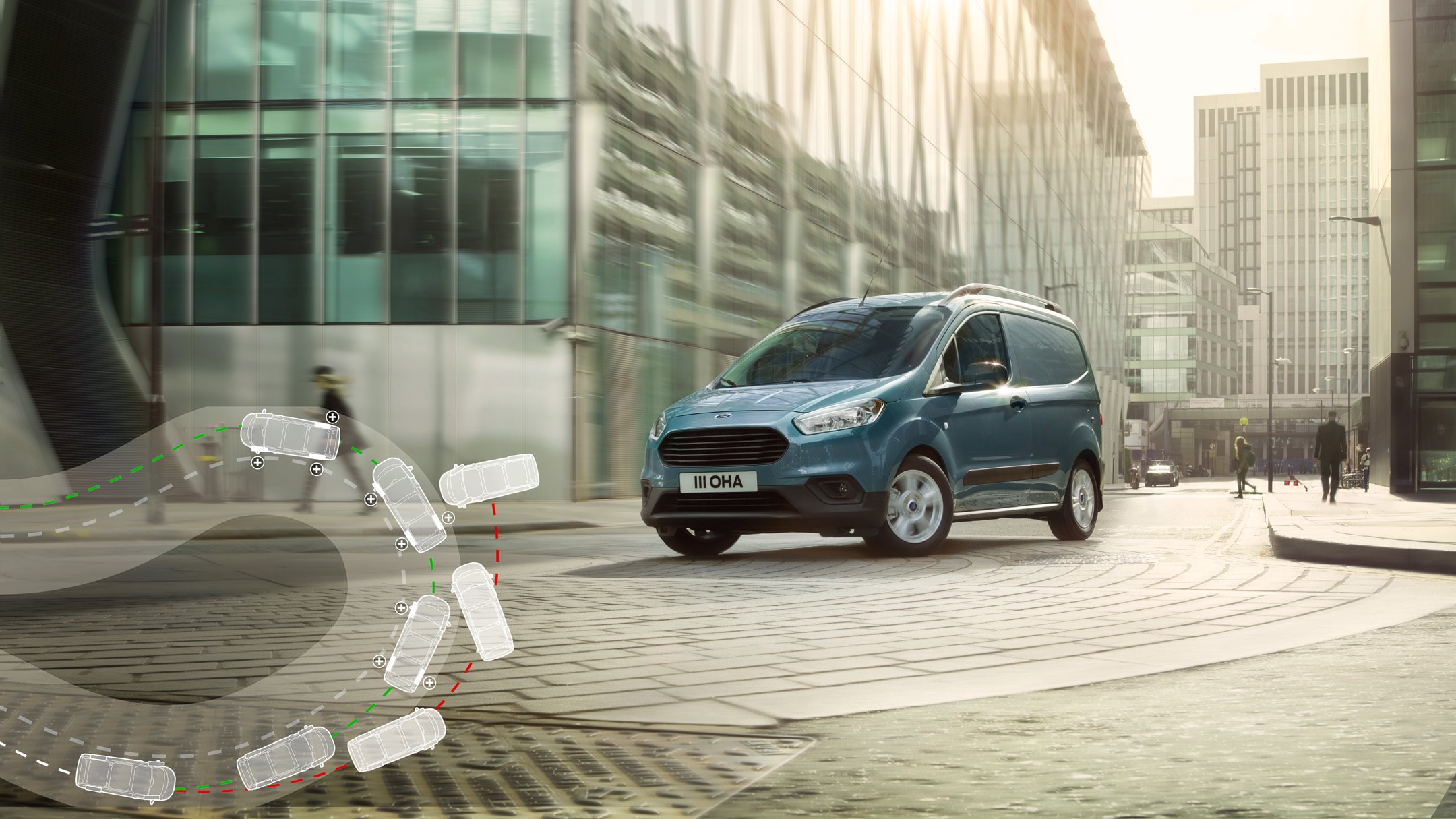 Ford Transit Courier in motion on a street