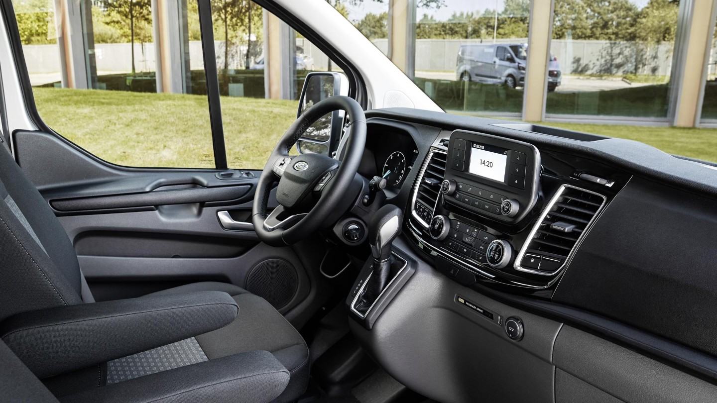 Transit Custom Van interior showing steering wheel and dashboard