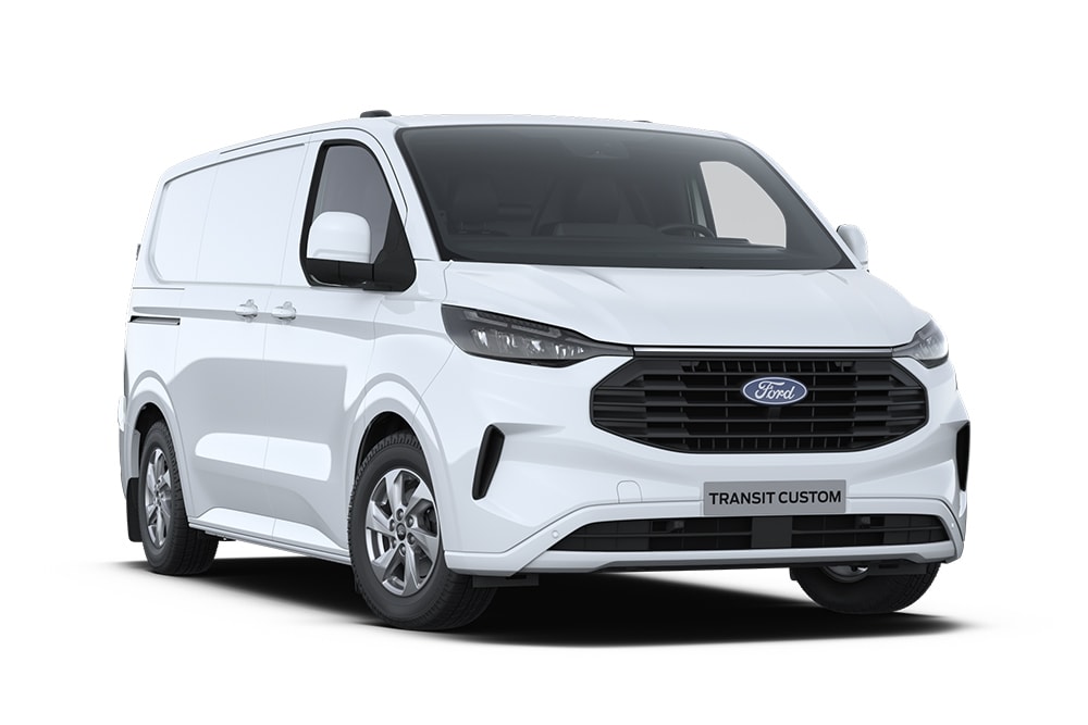 Biały Ford Transit Custom Van.