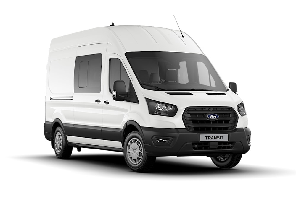 Biały Ford Transit Van Brygadowy.