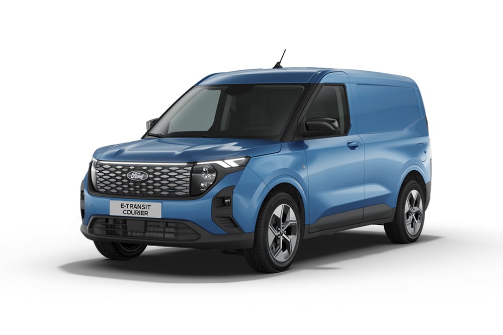 Niebieski Ford E-Transit Courier
