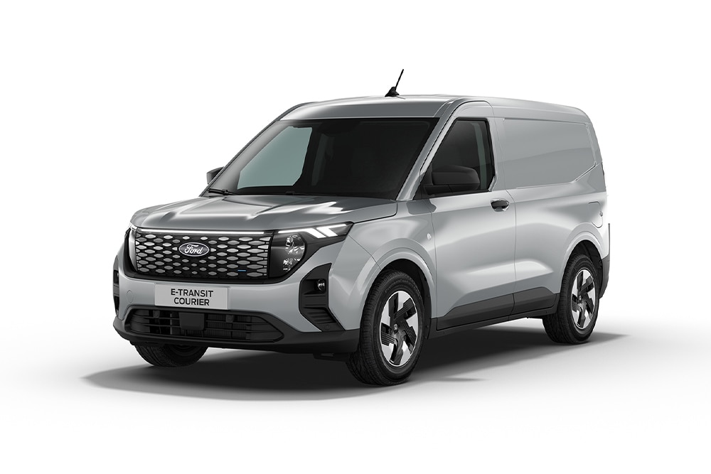 Srebrny Ford E-Transit Courier